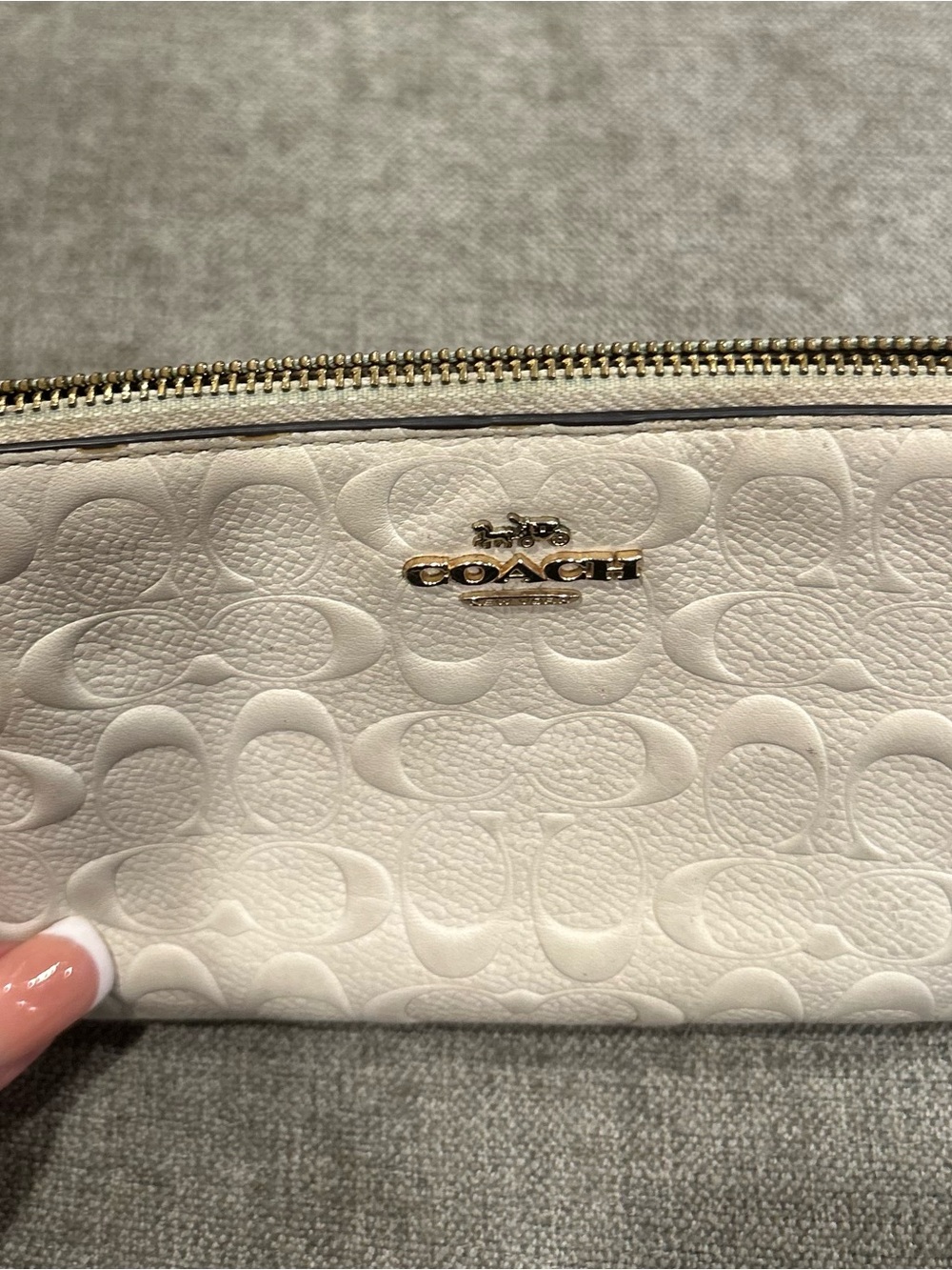 Coach Chalk Embossed Signature Leather Wristlet with 2 charms